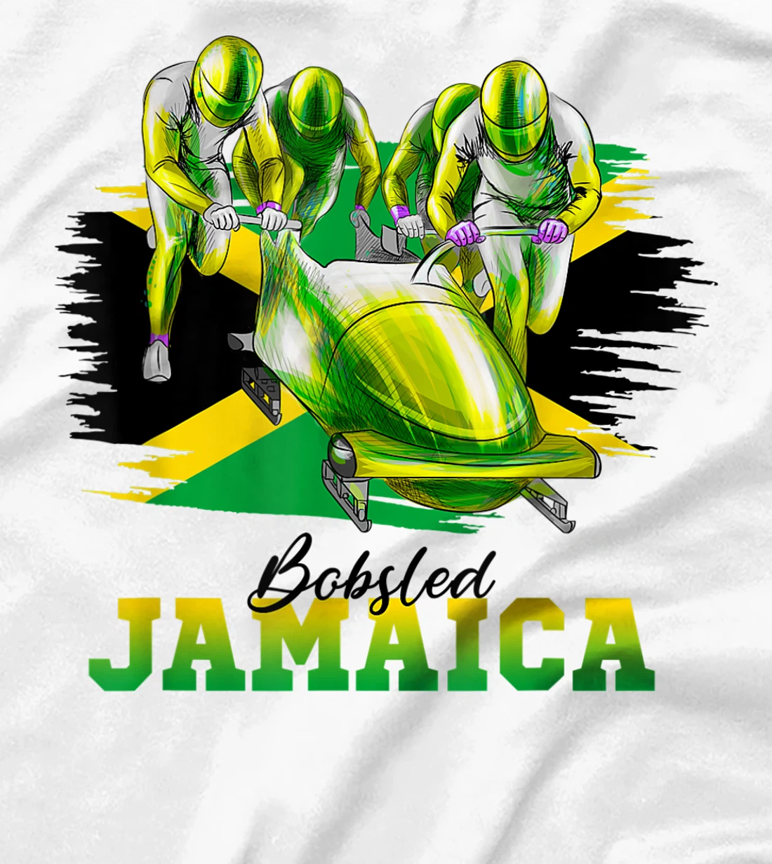 Bobsled Jamaica Team Jamaican Flag Winter Bobsled Lover T-Shirt, Women T-Shirt