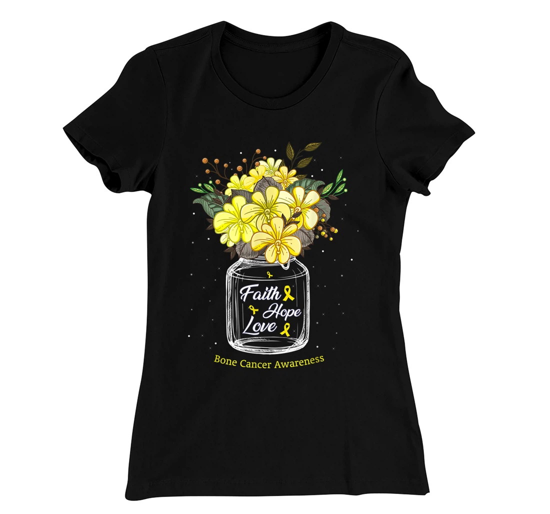 Bone Cancer Faith Love Hope Flower Sarcoma Awareness T-Shirt, Women T-Shirt