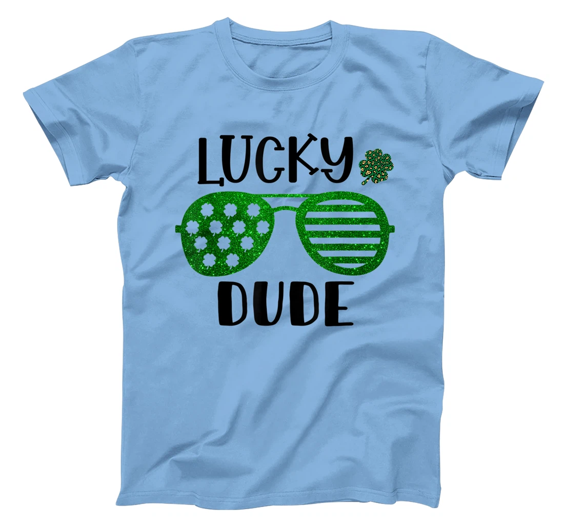 Saint Patrick's Day Lucky Dude Glitter Green Glasses T-Shirt, Kid T-Shirt and Women T-Shirt
