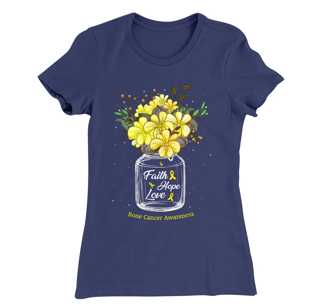 Bone Cancer Faith Love Hope Flower Sarcoma Awareness T-Shirt, Women T-Shirt
