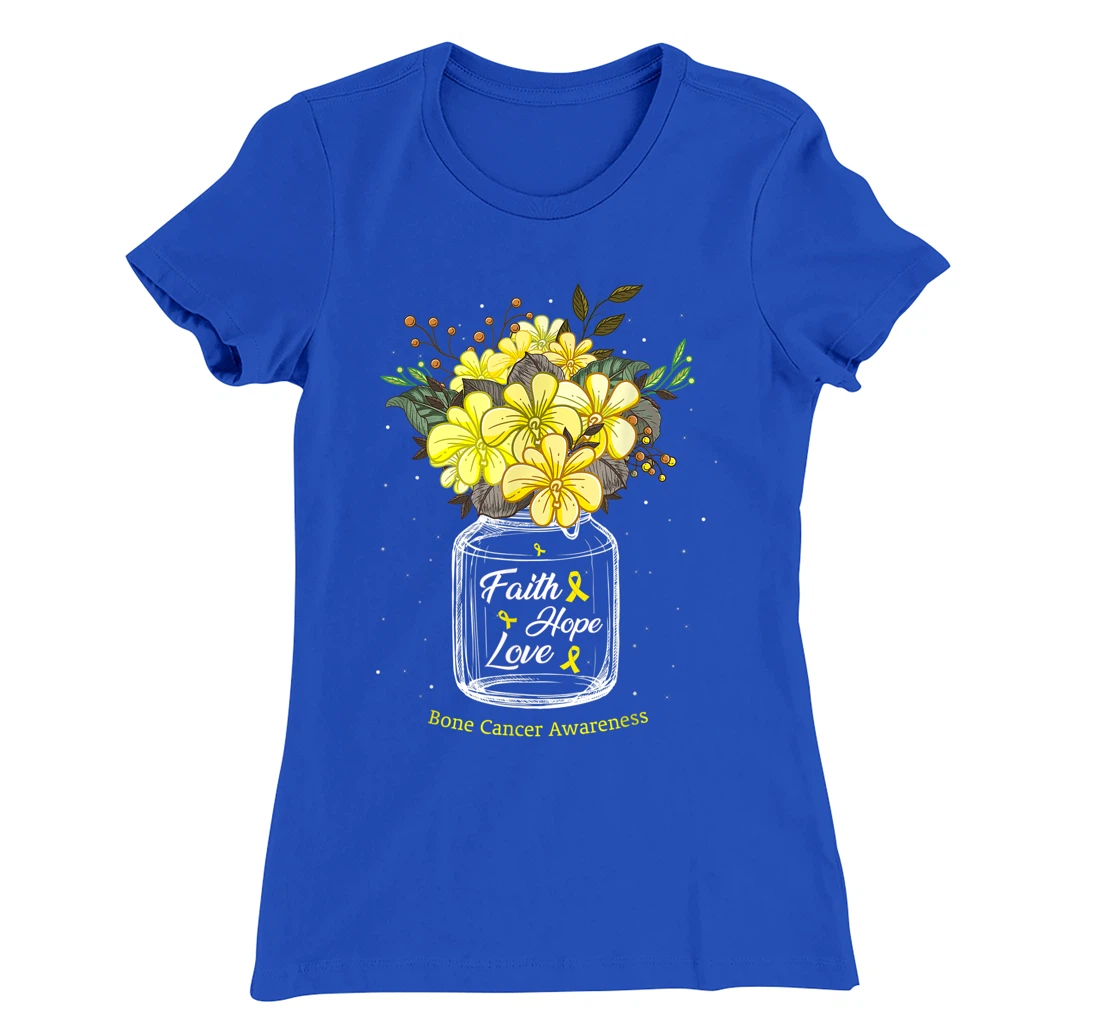Bone Cancer Faith Love Hope Flower Sarcoma Awareness T-Shirt, Women T-Shirt