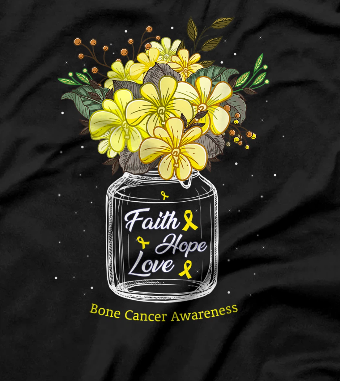 Bone Cancer Faith Love Hope Flower Sarcoma Awareness T-Shirt, Women T-Shirt