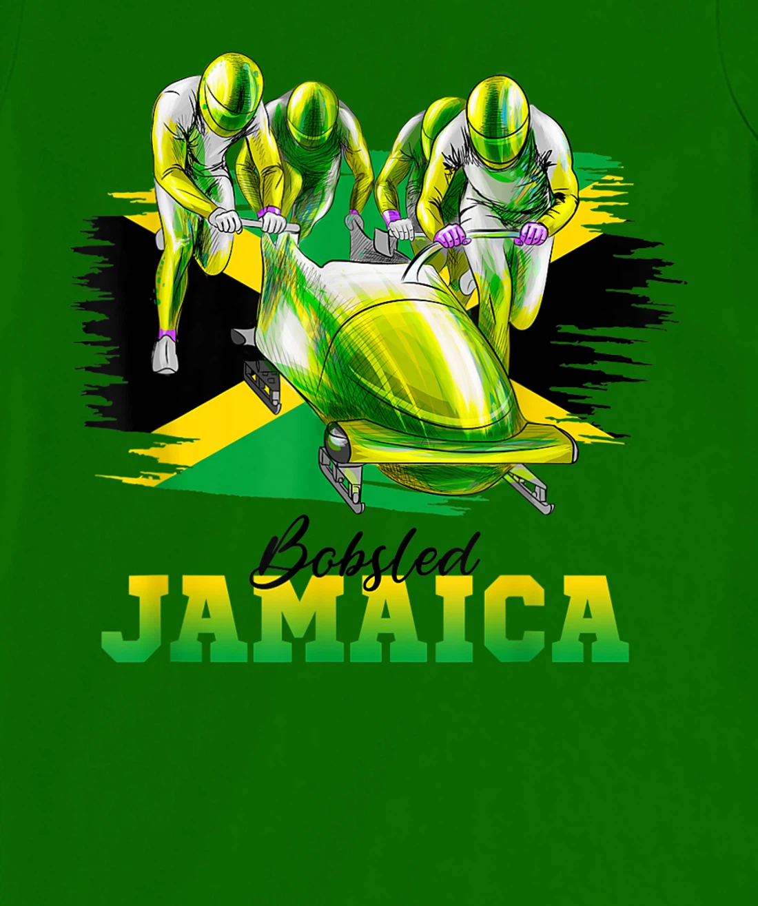 Bobsled Jamaica Team Jamaican Flag Winter Bobsled Lover T-Shirt, Women T-Shirt
