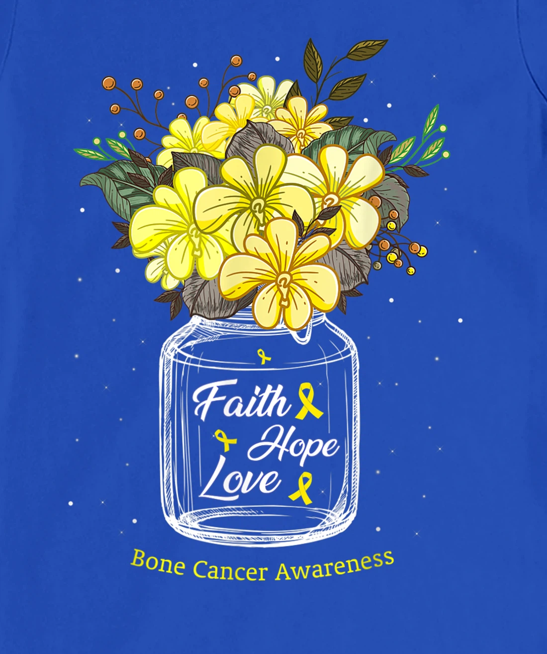 Bone Cancer Faith Love Hope Flower Sarcoma Awareness T-Shirt, Women T-Shirt