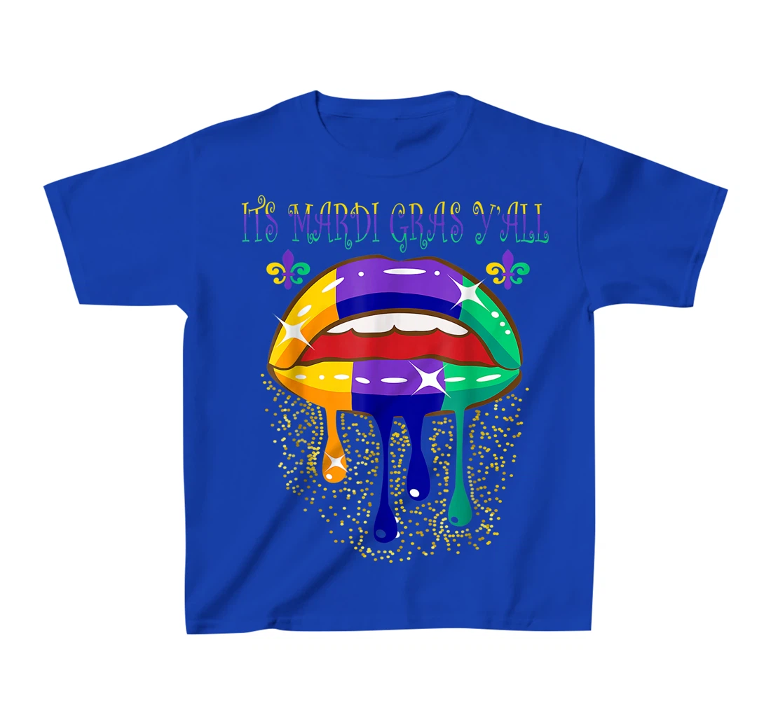 Its Mardi Gras Yall Lips Carnival Parade Masquerade Party T-Shirt, Kid T-Shirt and Women T-Shirt