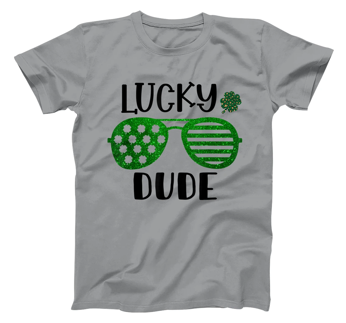 Saint Patrick's Day Lucky Dude Glitter Green Glasses T-Shirt, Kid T-Shirt and Women T-Shirt