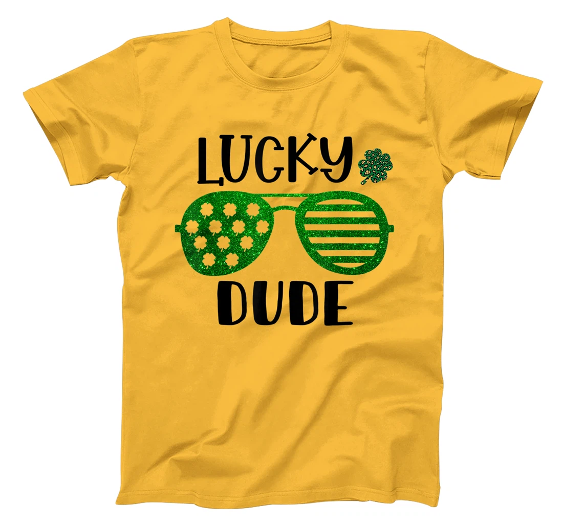 Saint Patrick's Day Lucky Dude Glitter Green Glasses T-Shirt, Kid T-Shirt and Women T-Shirt