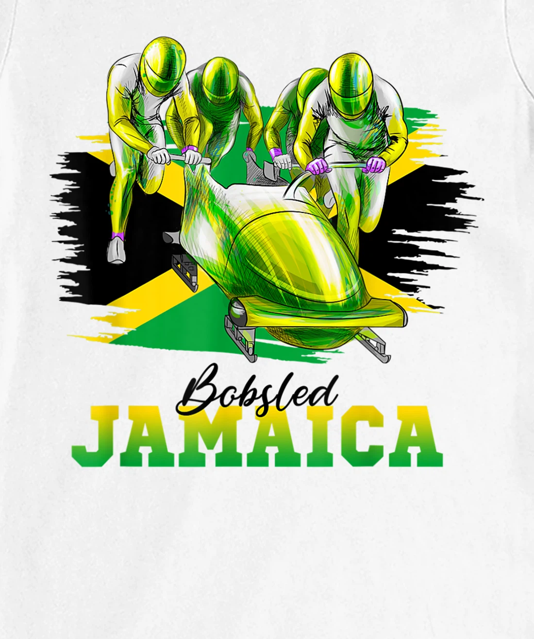 Bobsled Jamaica Team Jamaican Flag Winter Bobsled Lover T-Shirt, Women T-Shirt