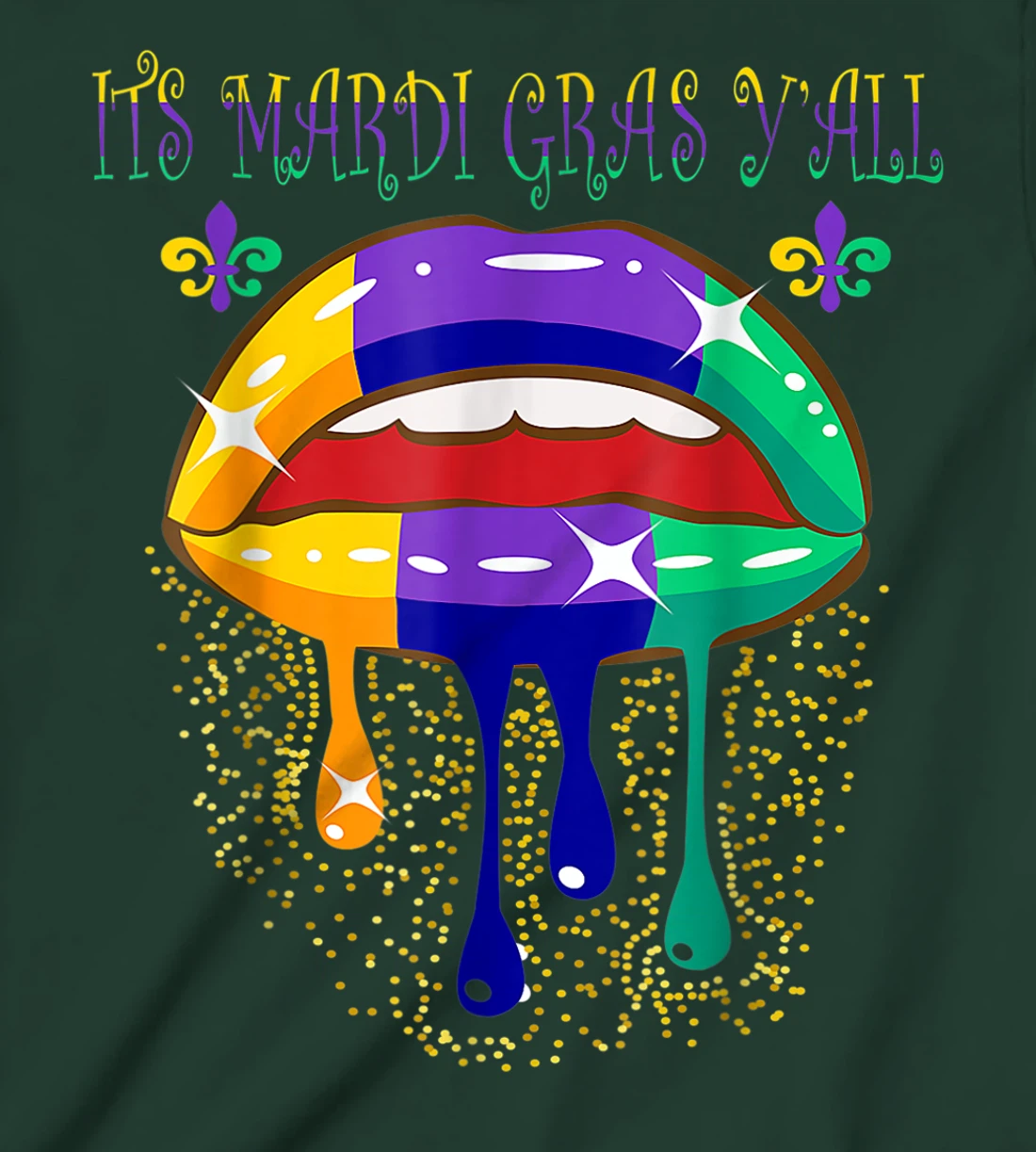 Its Mardi Gras Yall Lips Carnival Parade Masquerade Party T-Shirt, Kid T-Shirt and Women T-Shirt