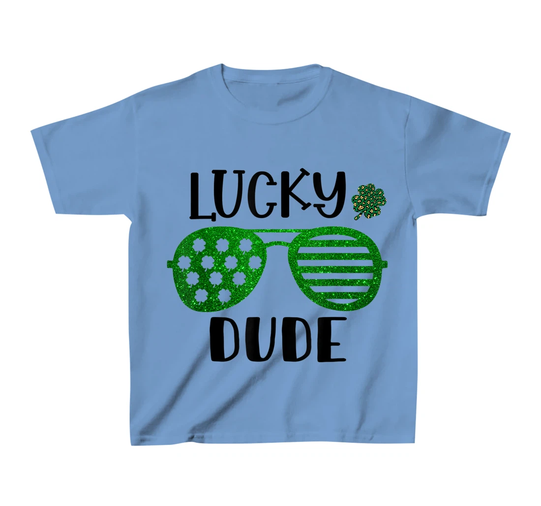 Saint Patrick's Day Lucky Dude Glitter Green Glasses T-Shirt, Kid T-Shirt and Women T-Shirt