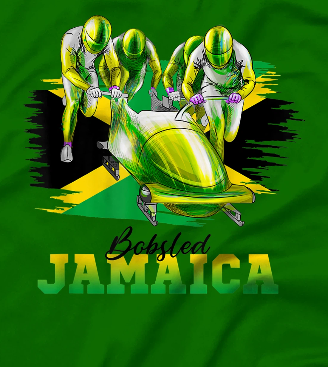 Bobsled Jamaica Team Jamaican Flag Winter Bobsled Lover T-Shirt, Women T-Shirt