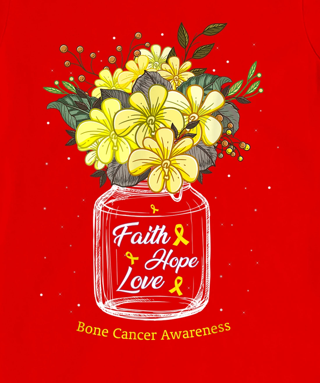Bone Cancer Faith Love Hope Flower Sarcoma Awareness T-Shirt, Women T-Shirt