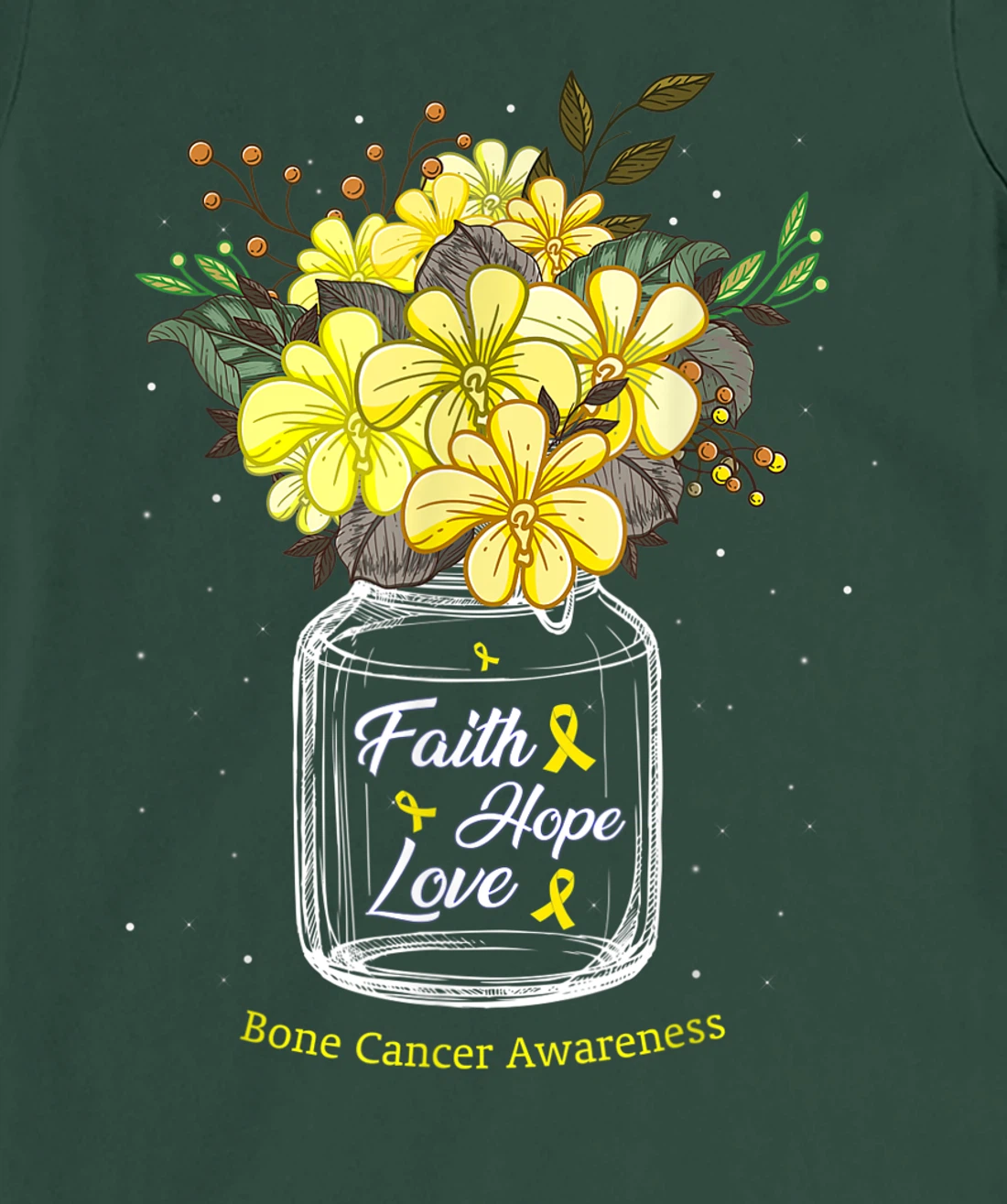 Bone Cancer Faith Love Hope Flower Sarcoma Awareness T-Shirt, Women T-Shirt