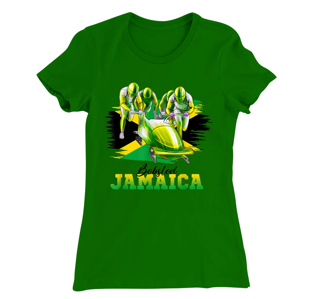 Bobsled Jamaica Team Jamaican Flag Winter Bobsled Lover T-Shirt, Women T-Shirt