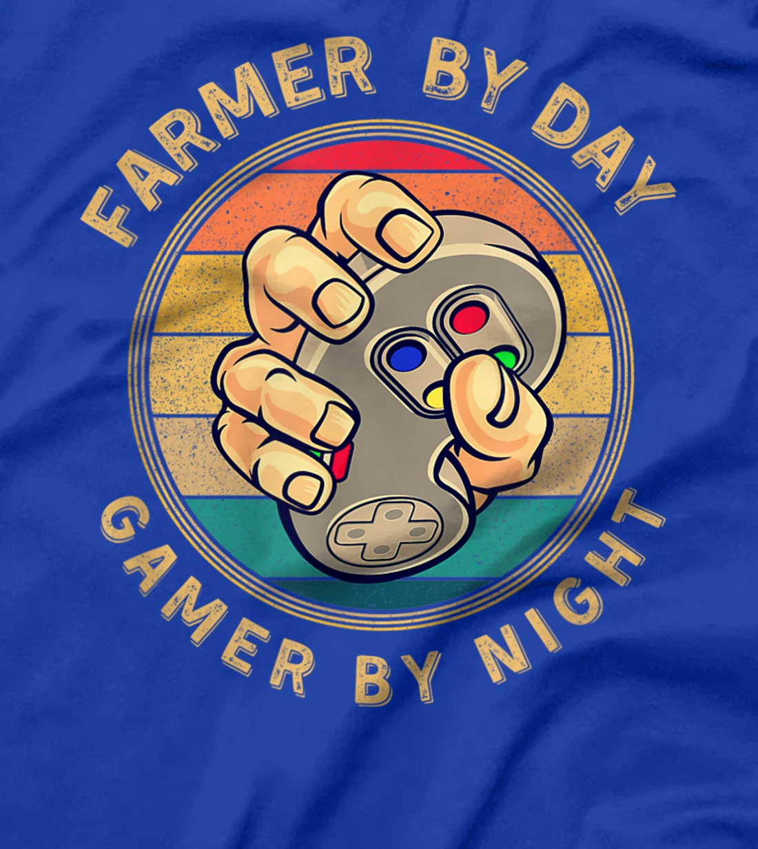 Farmer By Day Gamer By Night Retro Vintage Sunset Style T-Shirt, Women T-Shirt