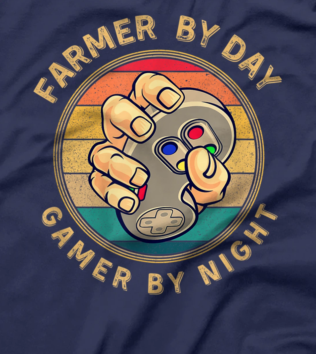 Farmer By Day Gamer By Night Retro Vintage Sunset Style T-Shirt, Women T-Shirt