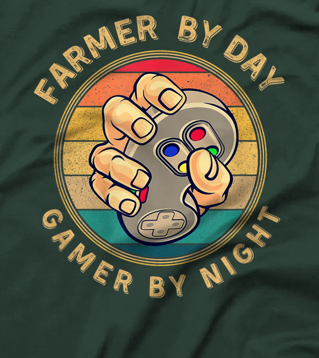 Farmer By Day Gamer By Night Retro Vintage Sunset Style T-Shirt, Women T-Shirt