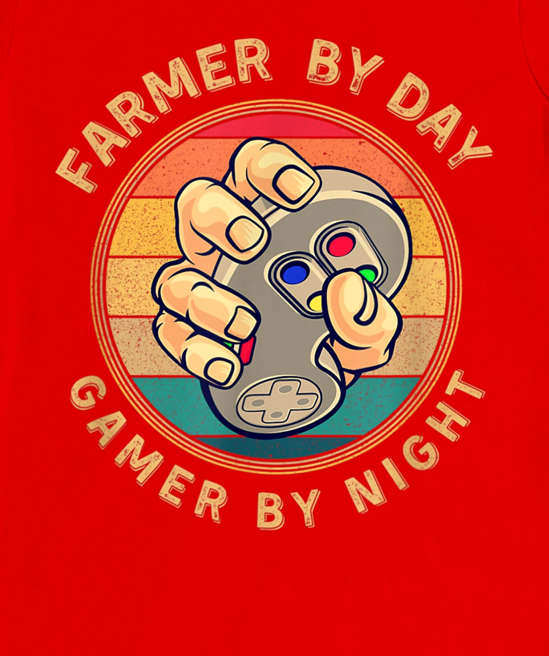Farmer By Day Gamer By Night Retro Vintage Sunset Style T-Shirt, Women T-Shirt