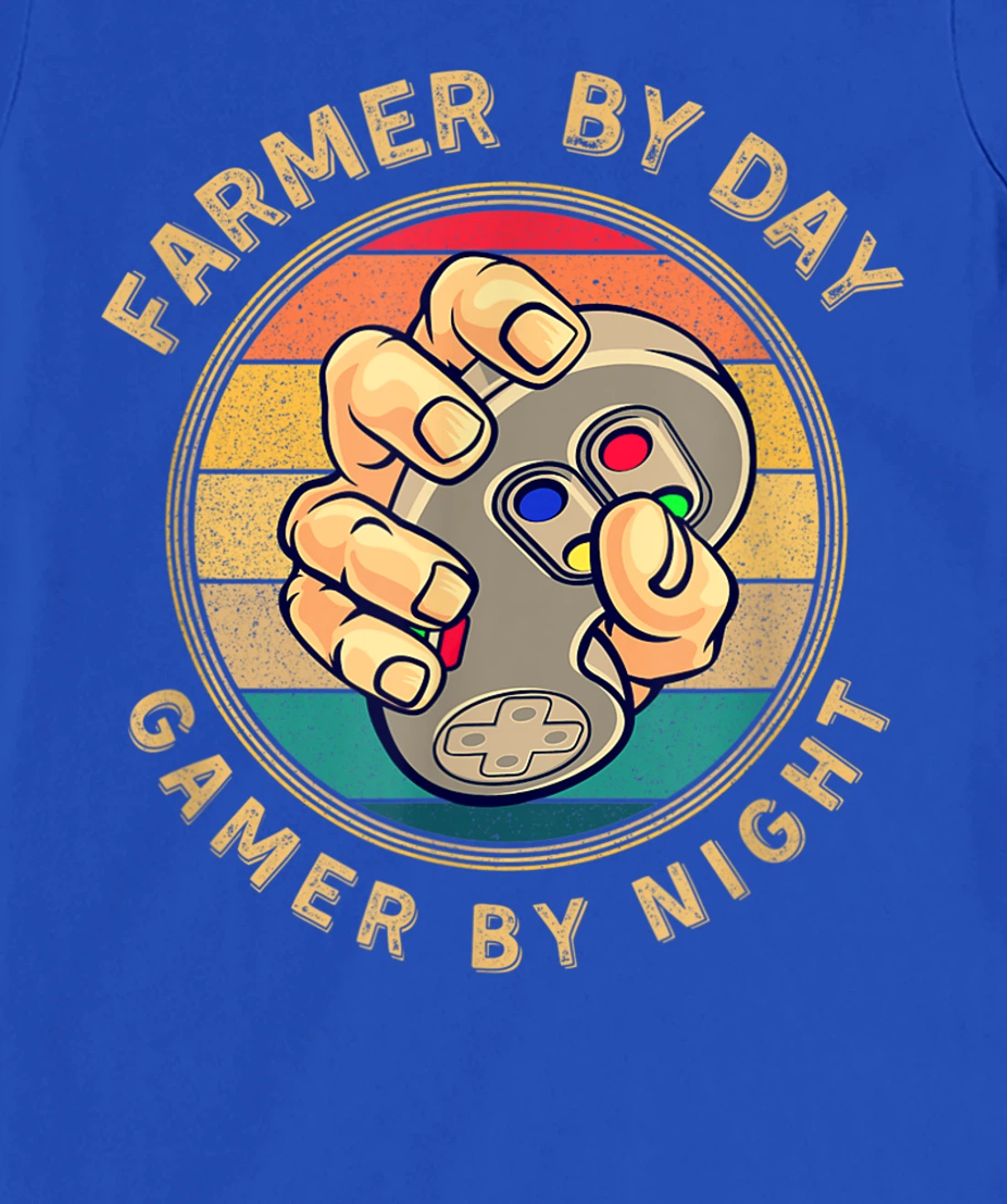 Farmer By Day Gamer By Night Retro Vintage Sunset Style T-Shirt, Women T-Shirt