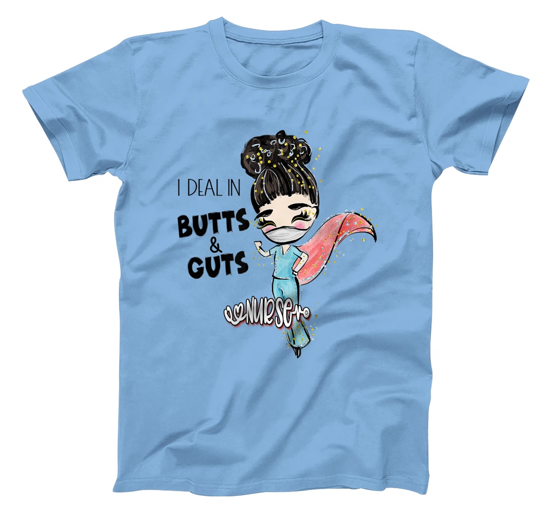 Butts and Guts Gastroenterology Endoscopy Black Hair Nurse T-Shirt, Women T-Shirt