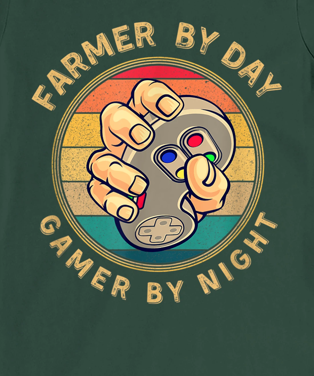 Farmer By Day Gamer By Night Retro Vintage Sunset Style T-Shirt, Women T-Shirt