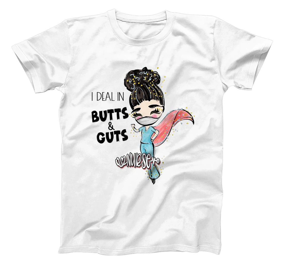 Butts and Guts Gastroenterology Endoscopy Black Hair Nurse T-Shirt, Women T-Shirt