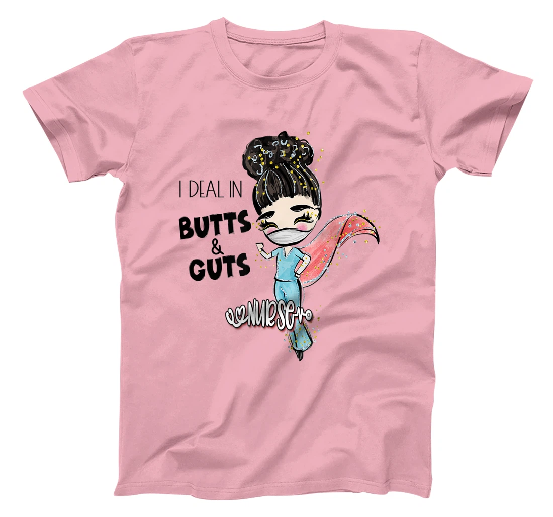 Butts and Guts Gastroenterology Endoscopy Black Hair Nurse T-Shirt, Women T-Shirt