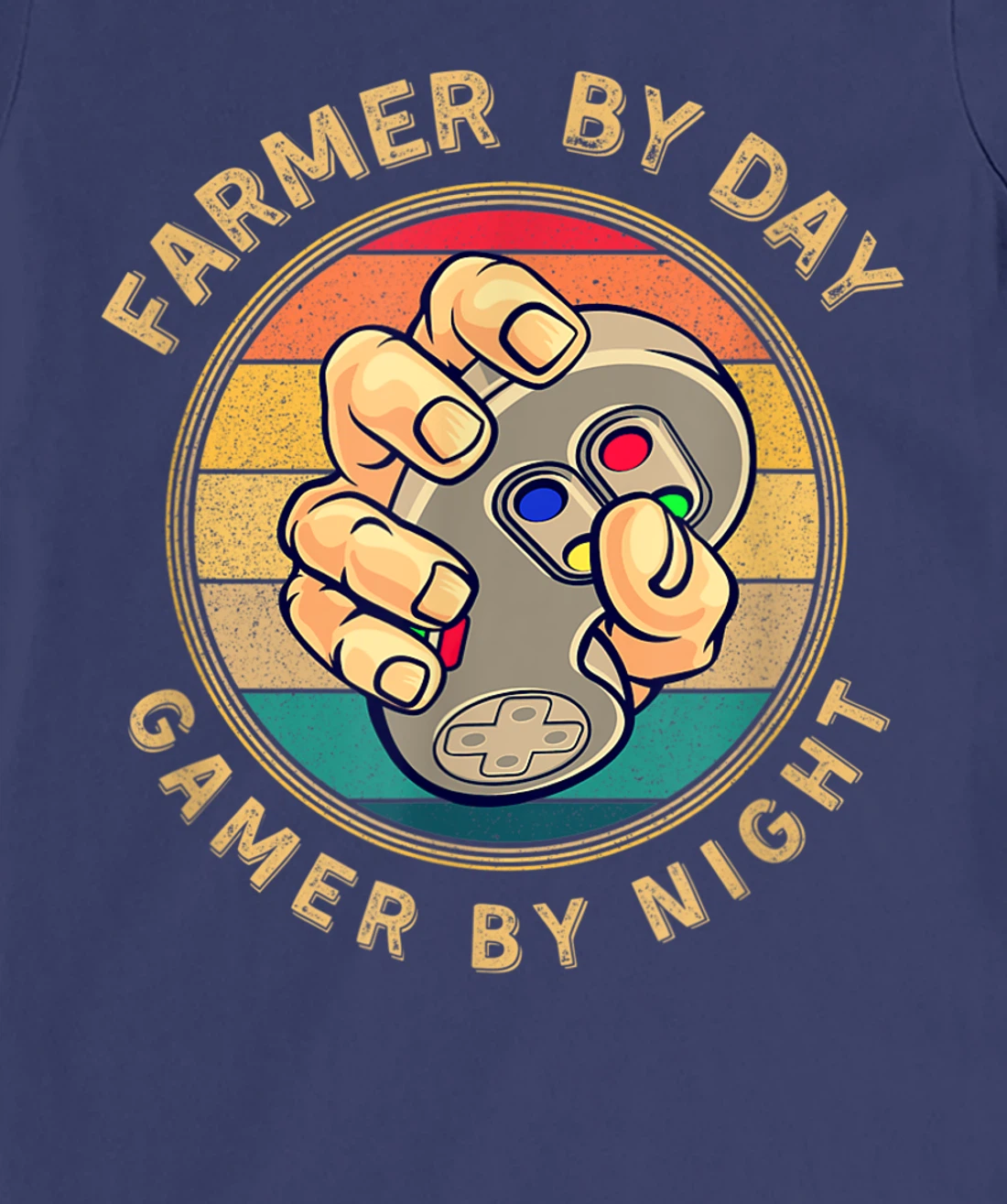 Farmer By Day Gamer By Night Retro Vintage Sunset Style T-Shirt, Women T-Shirt