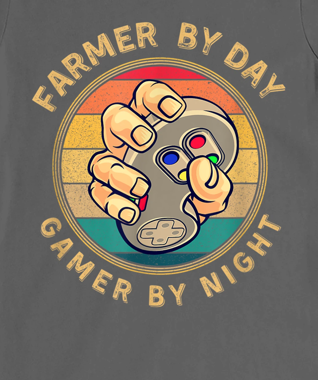 Farmer By Day Gamer By Night Retro Vintage Sunset Style T-Shirt, Women T-Shirt