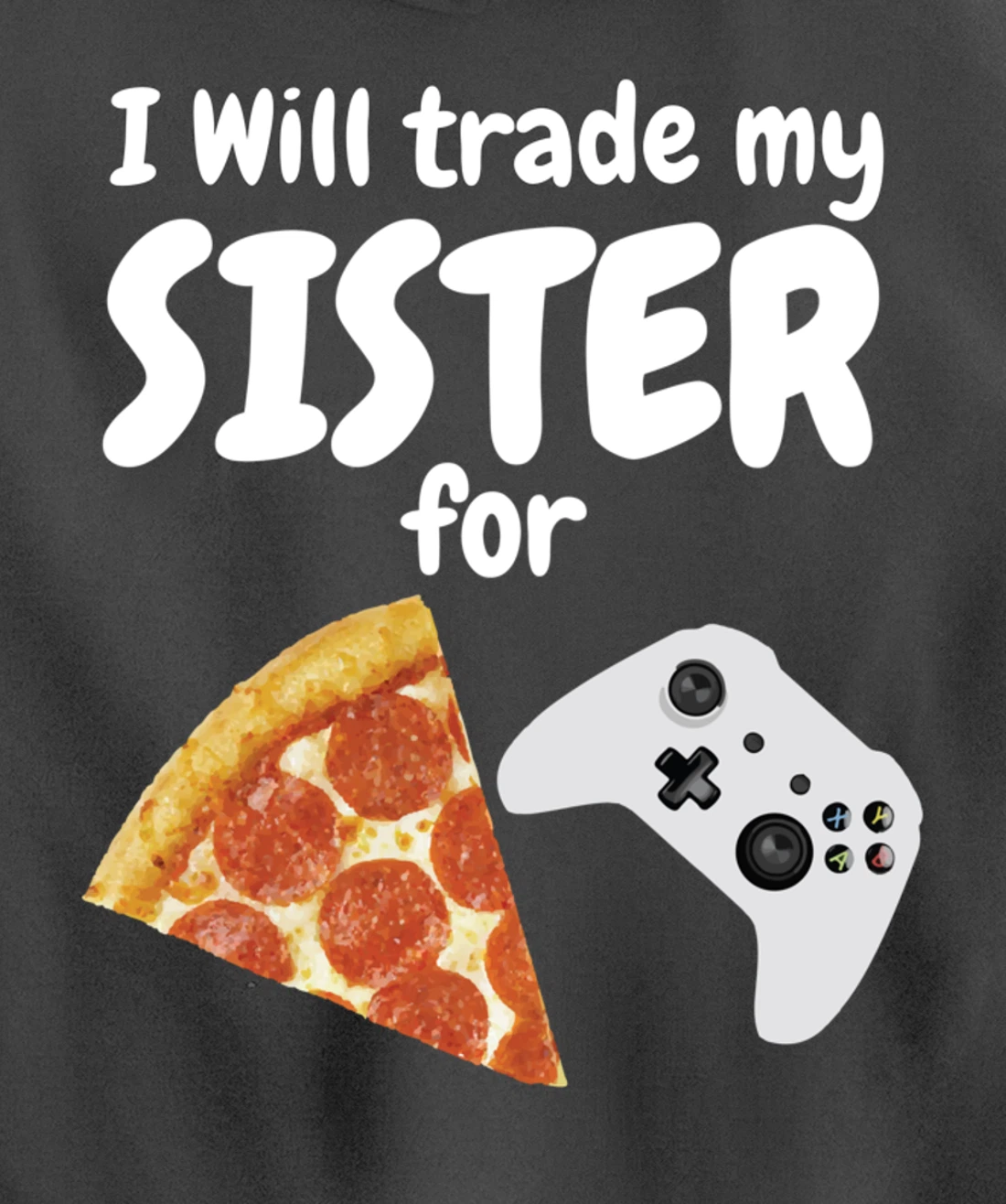 Gamer Pizza Sister Boys Video Game Funny Brother Pepperoni Pullover Hoodie