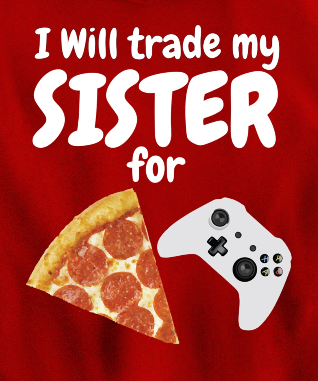 Gamer Pizza Sister Boys Video Game Funny Brother Pepperoni Pullover Hoodie