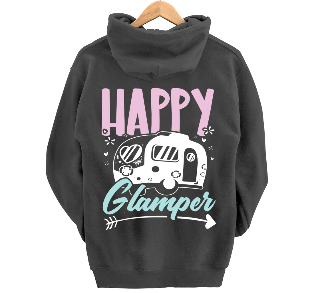 Happy Glamper Glamping Camping Van Life Camper Campfire Camp Pullover Hoodie