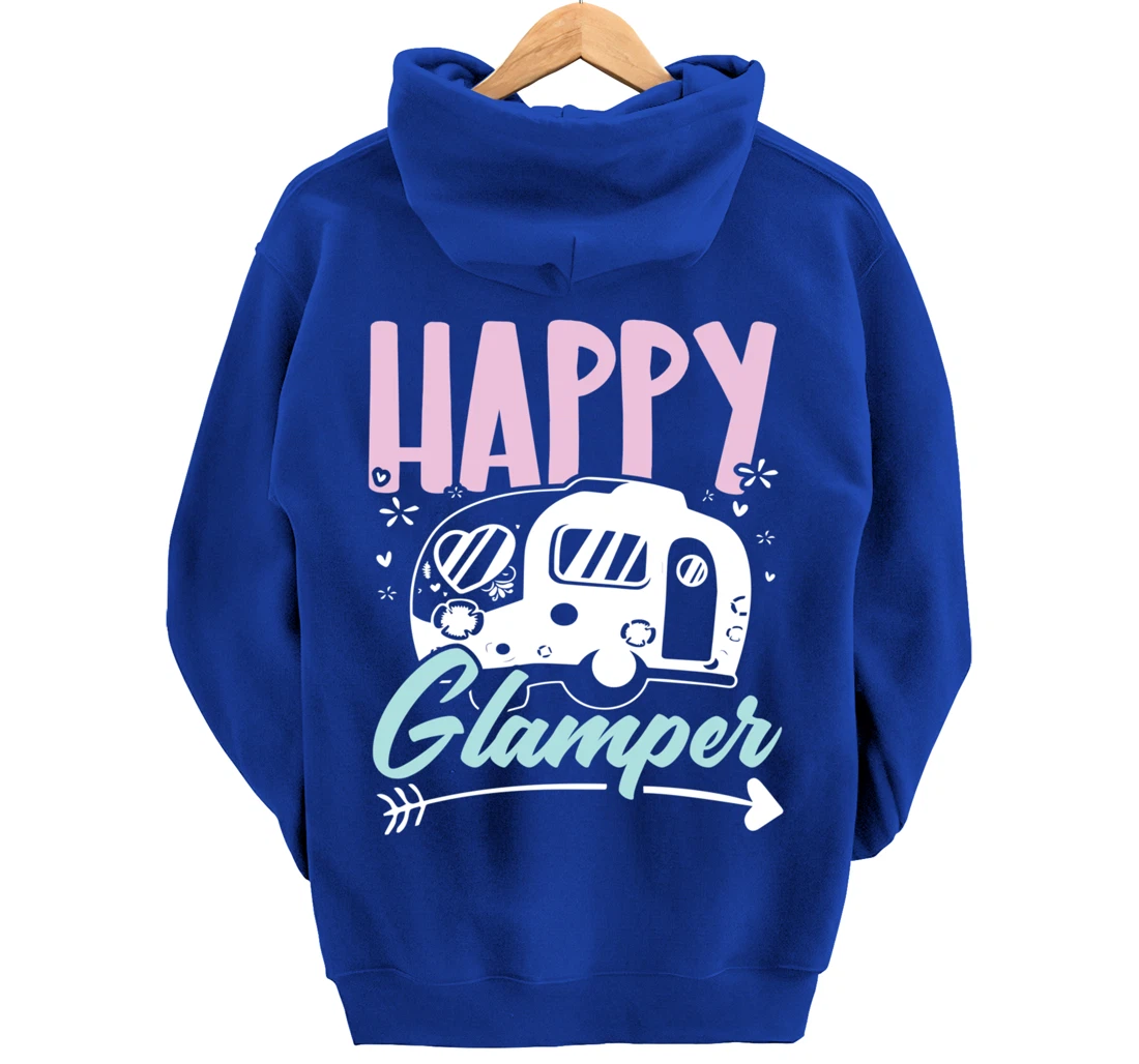 Happy Glamper Glamping Camping Van Life Camper Campfire Camp Pullover Hoodie