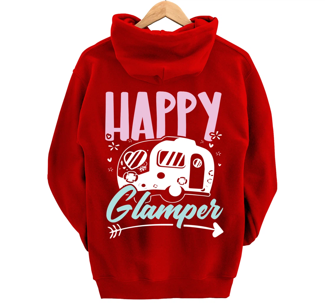 Happy Glamper Glamping Camping Van Life Camper Campfire Camp Pullover Hoodie