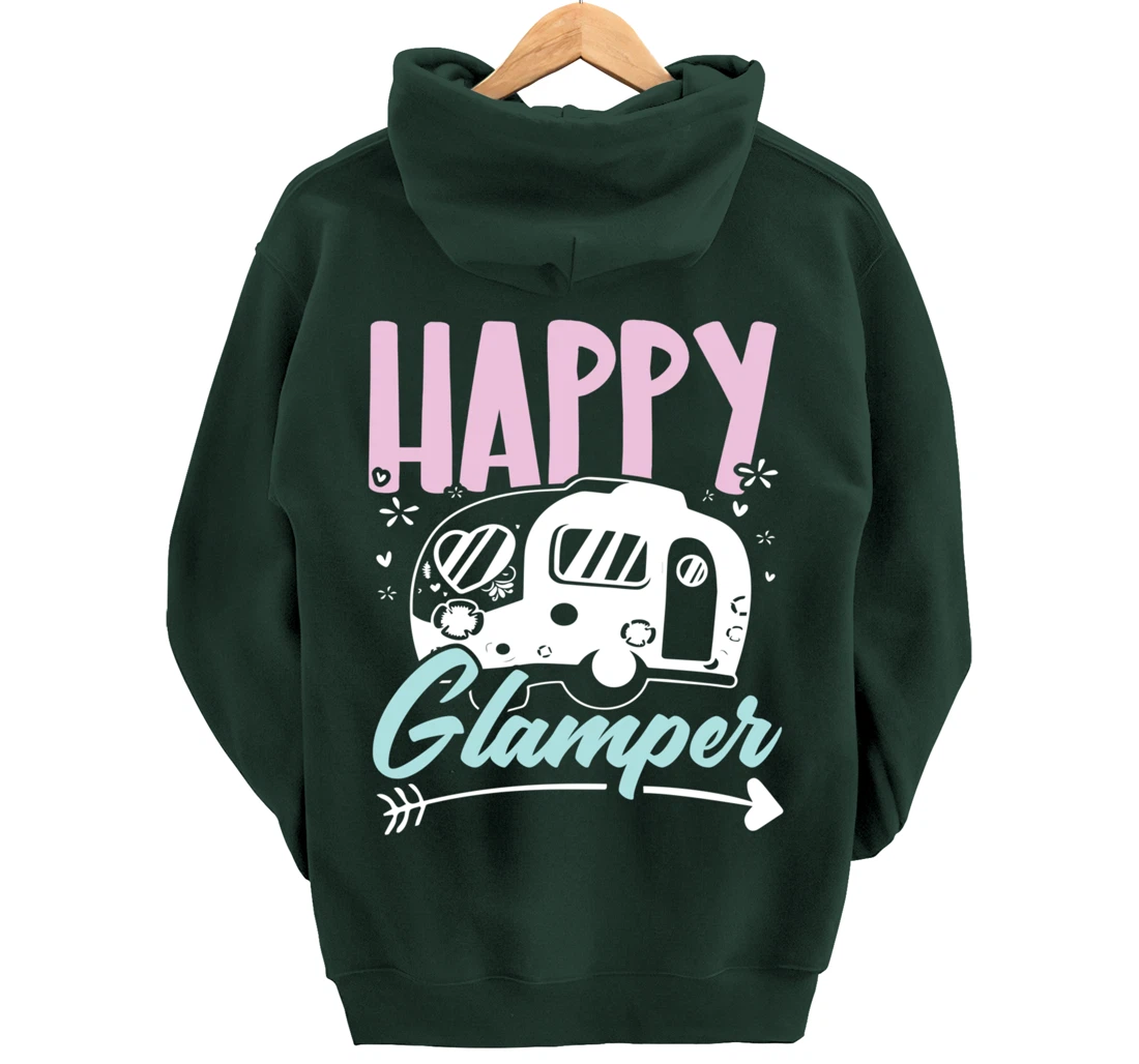 Happy Glamper Glamping Camping Van Life Camper Campfire Camp Pullover Hoodie