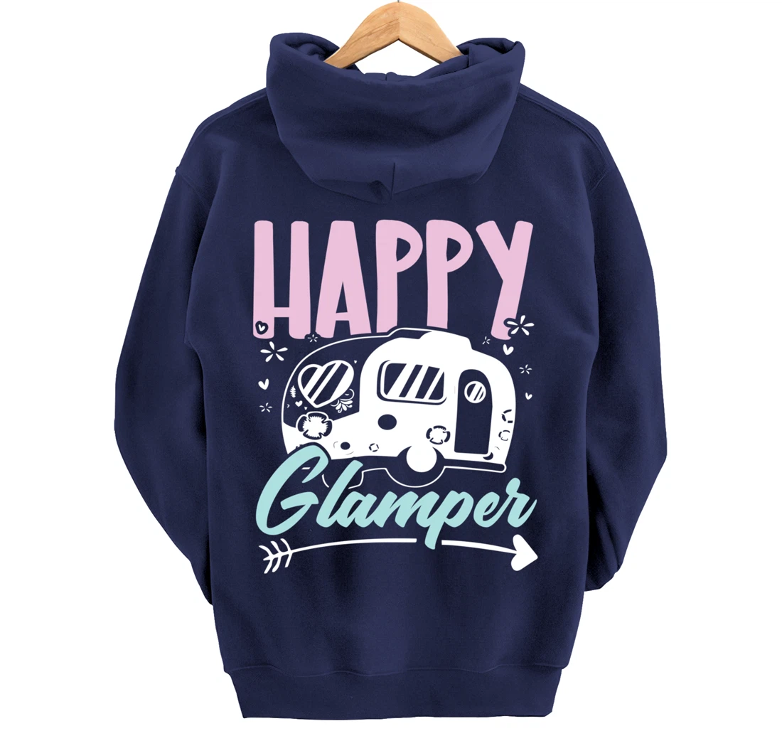 Happy Glamper Glamping Camping Van Life Camper Campfire Camp Pullover Hoodie