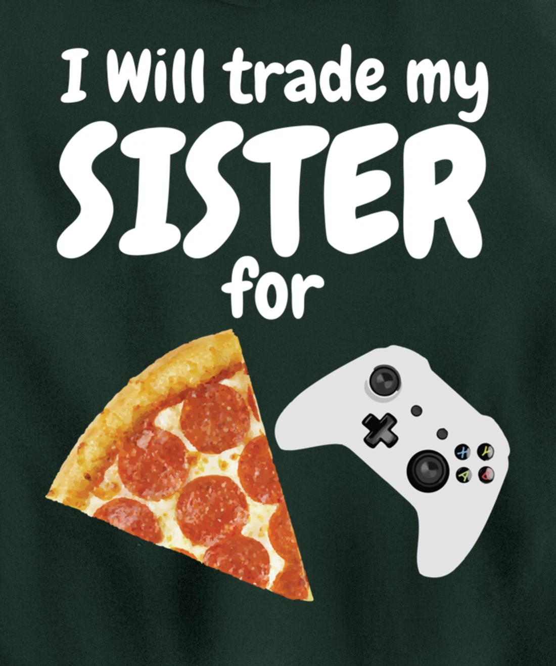 Gamer Pizza Sister Boys Video Game Funny Brother Pepperoni Pullover Hoodie
