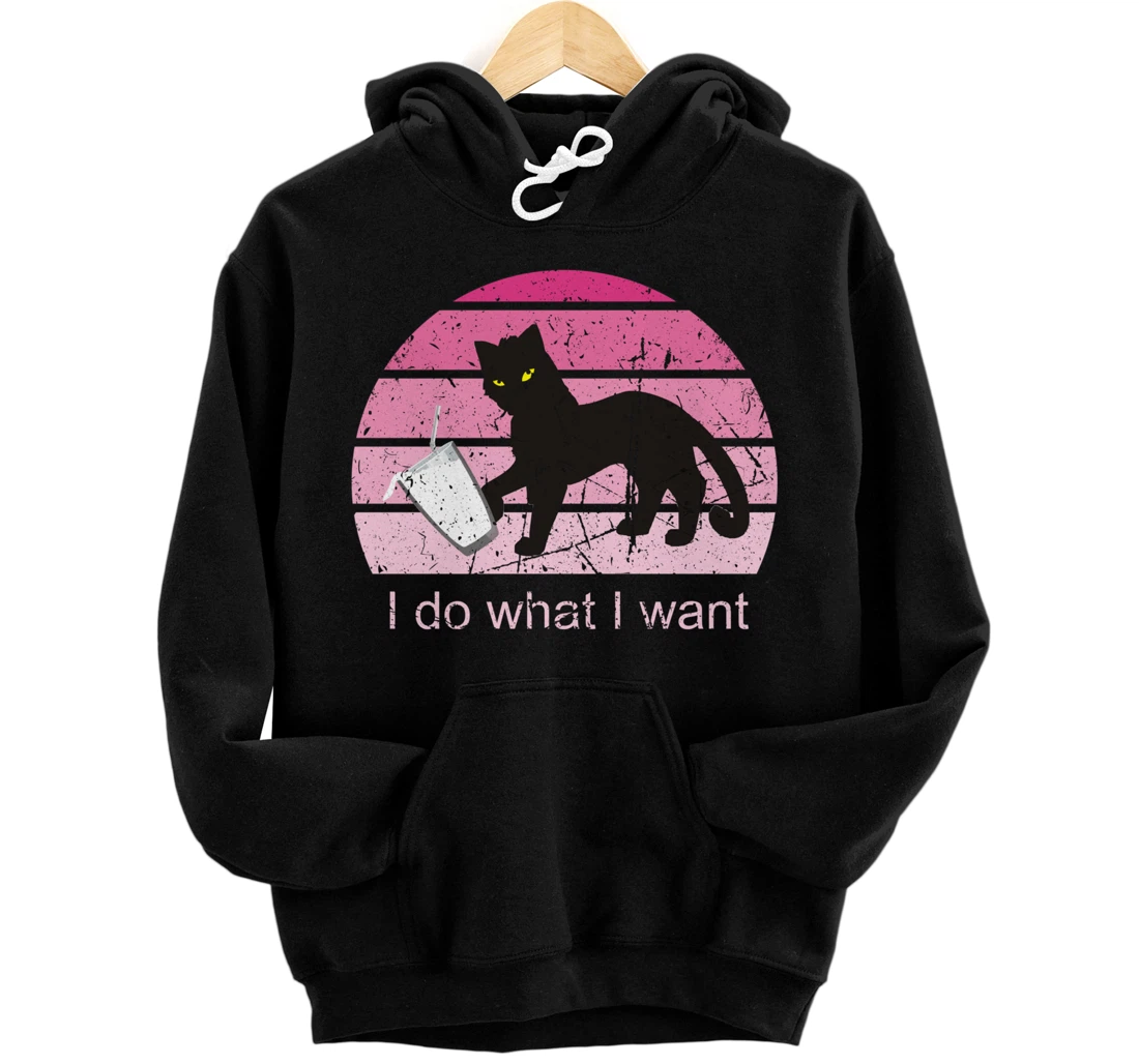 FUN I DO WHAT I WANT CAT, CAT, RETRO CAT LOVER Pullover Hoodie