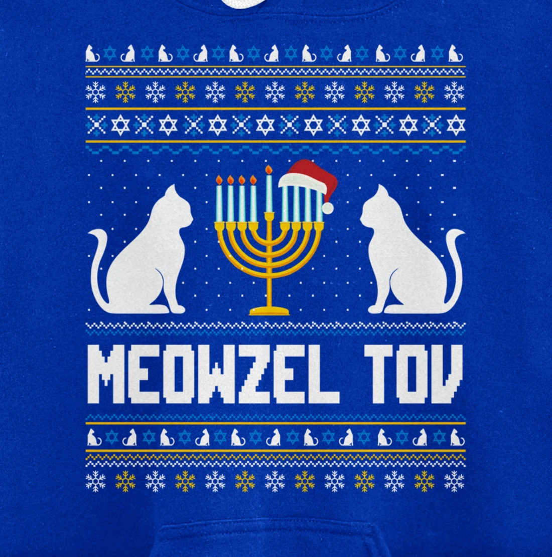 Funny Ugly Hanukkah Sweater Meowzel Tov Chanukah Jewish Cat Pullover Hoodie