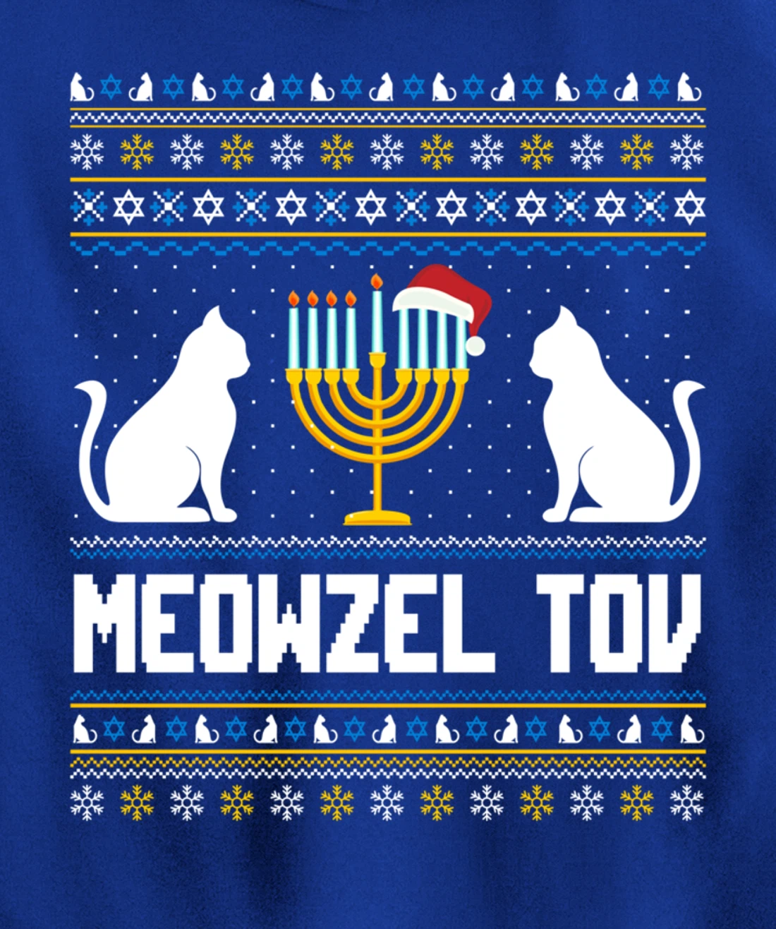 Funny Ugly Hanukkah Sweater Meowzel Tov Chanukah Jewish Cat Pullover Hoodie