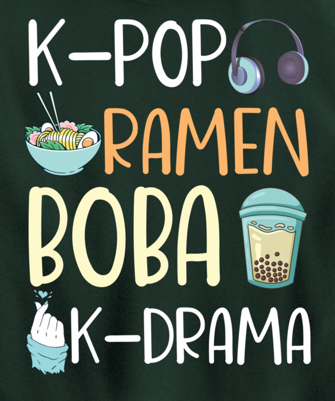 K-Pop Ramen Boba K-Drama Funny Ramen Bubble Tea Lover Pullover Hoodie