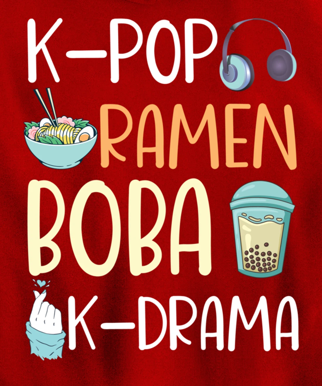 K-Pop Ramen Boba K-Drama Funny Ramen Bubble Tea Lover Pullover Hoodie