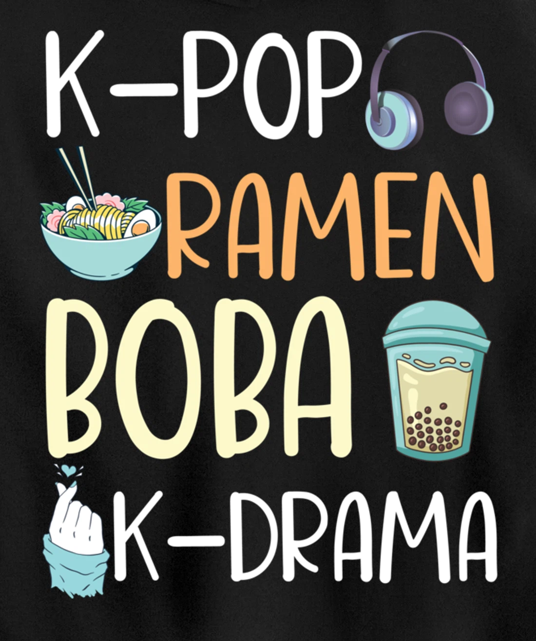 K-Pop Ramen Boba K-Drama Funny Ramen Bubble Tea Lover Pullover Hoodie