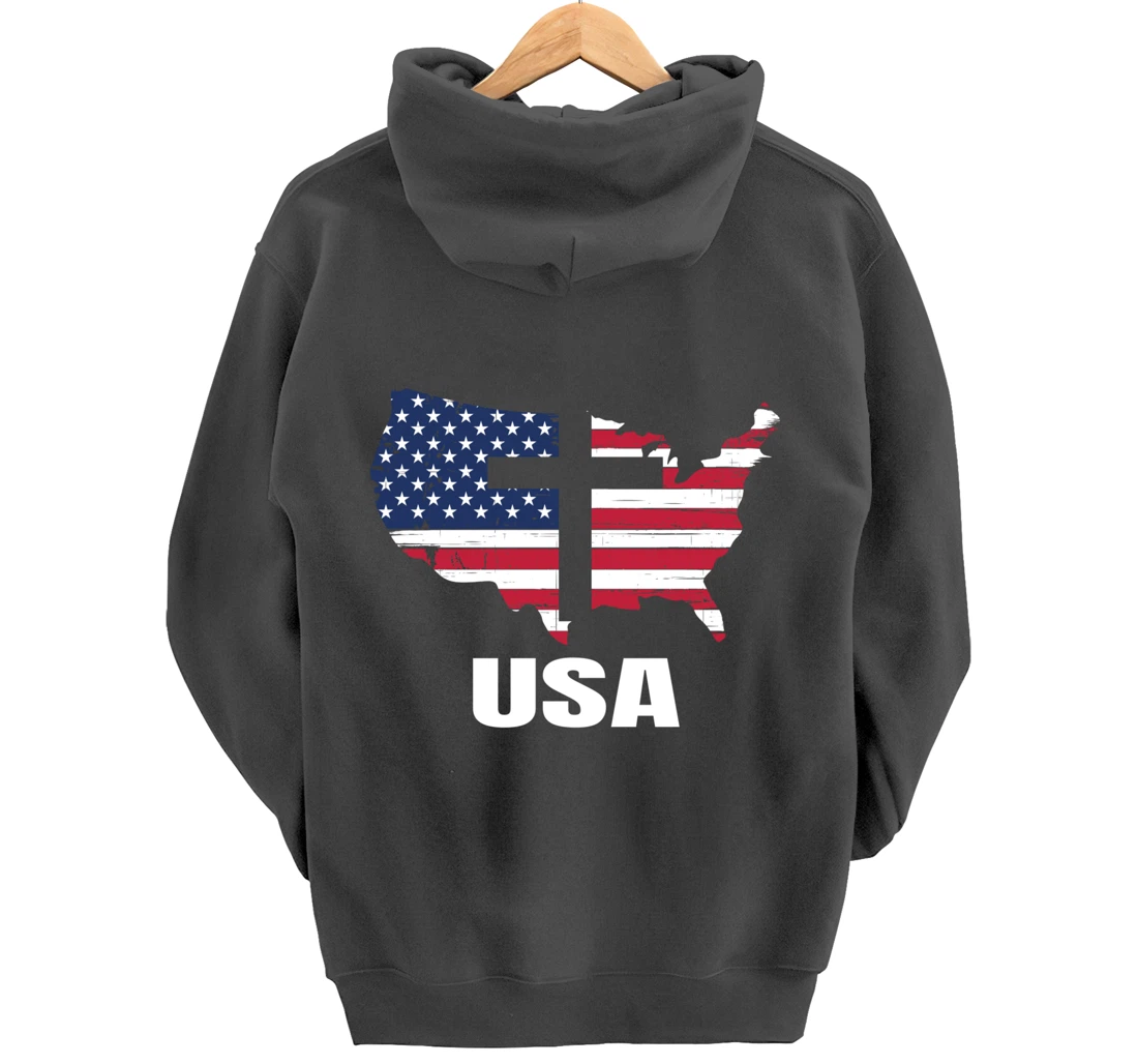 USA Christian John 3.16 Cross Religious Pullover Hoodie
