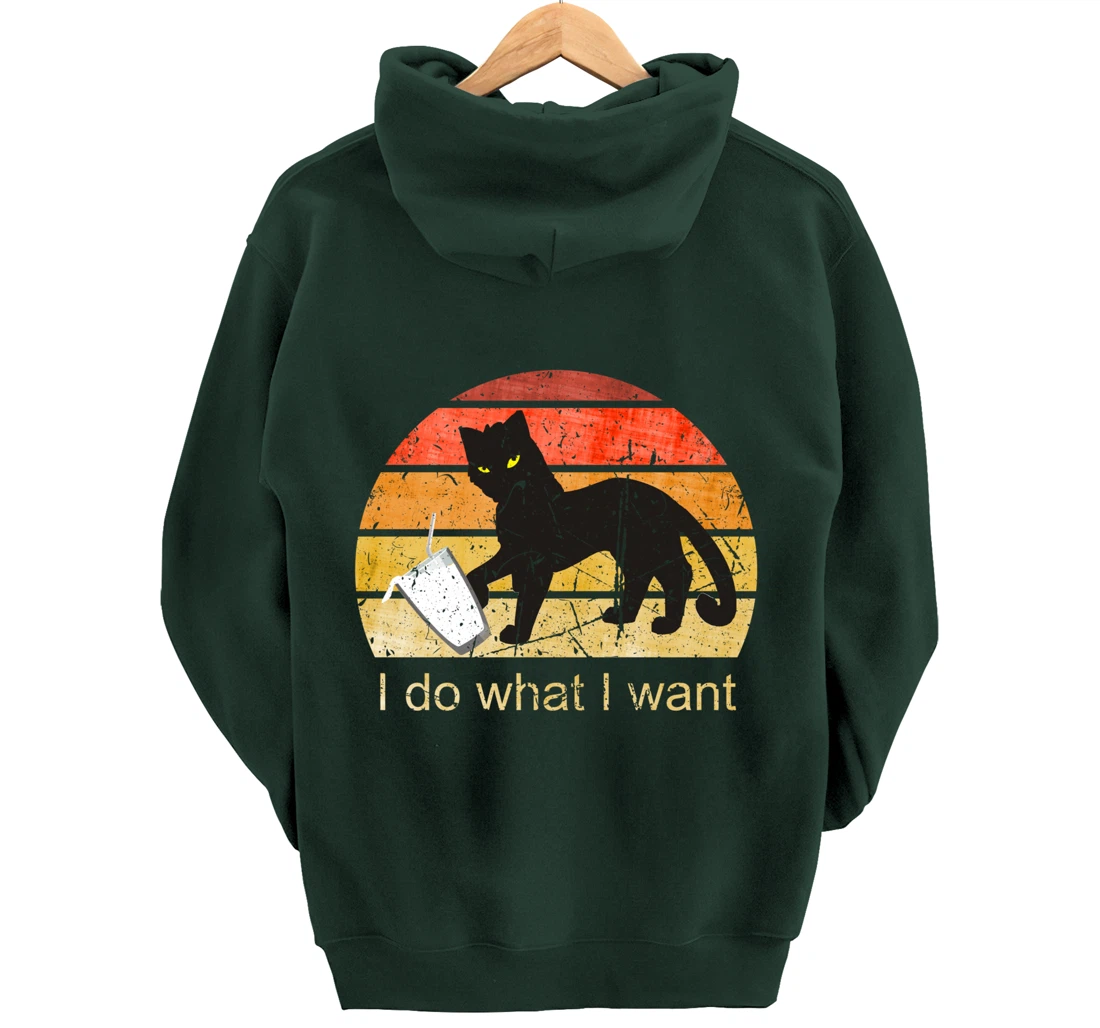 I DO WHAT I WANT CAT, CAT, 70th, 80th, CAT LOVER, VINTAGE Pullover Hoodie