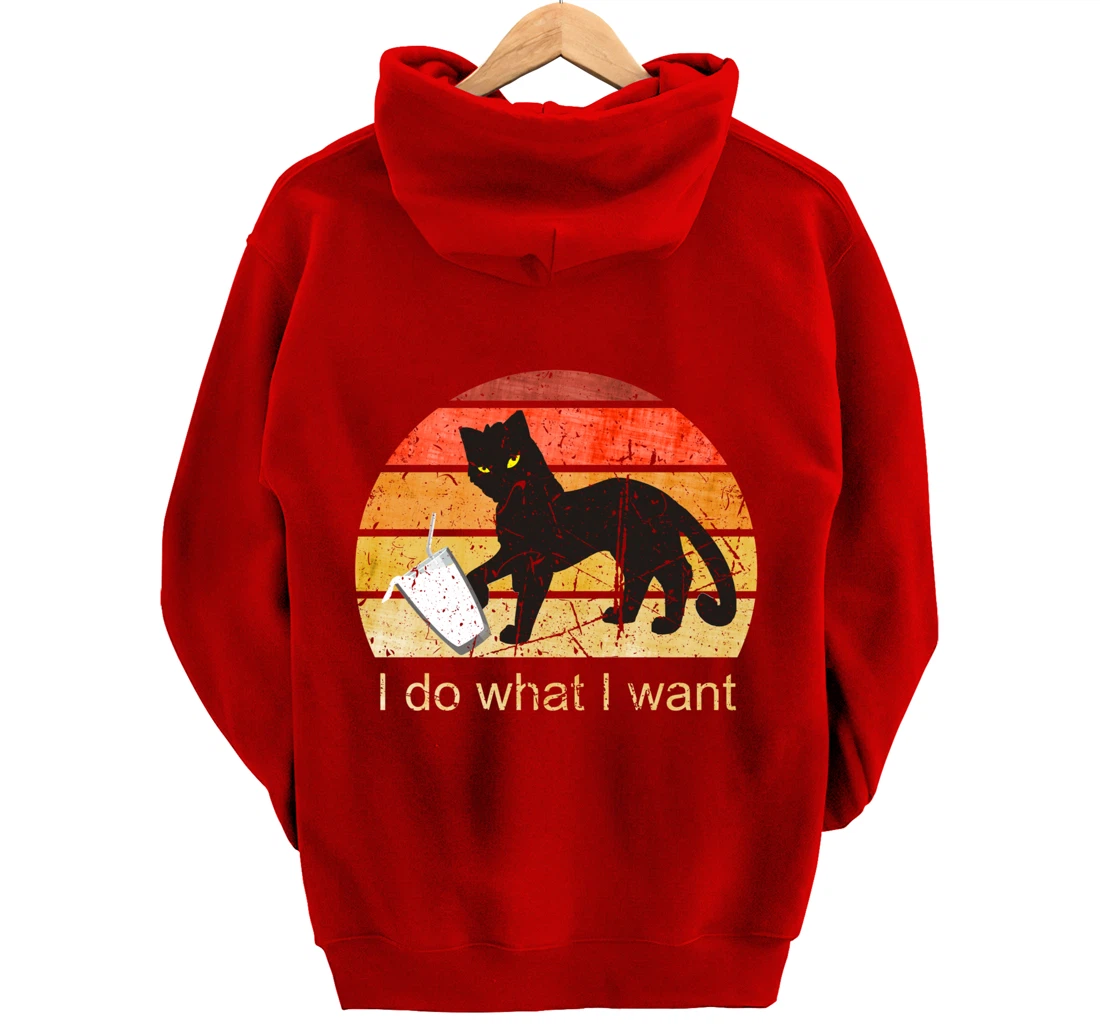 I DO WHAT I WANT CAT, CAT, 70th, 80th, CAT LOVER, VINTAGE Pullover Hoodie