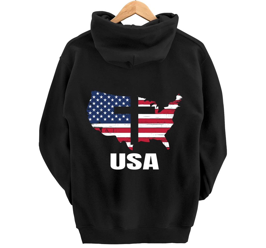 USA Christian John 3.16 Cross Religious Pullover Hoodie