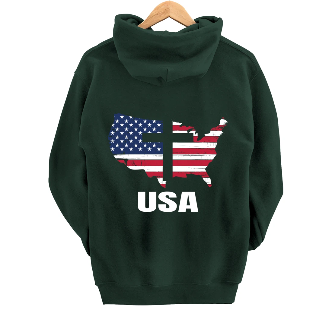 USA Christian John 3.16 Cross Religious Pullover Hoodie