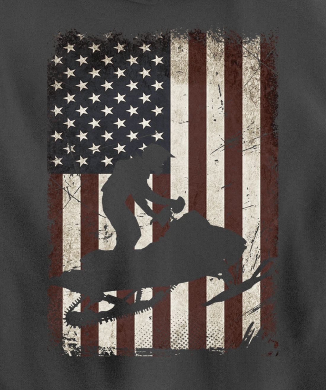 Snowmobiling American Flag Vintage Snowmobile Rider Gift Men Pullover Hoodie