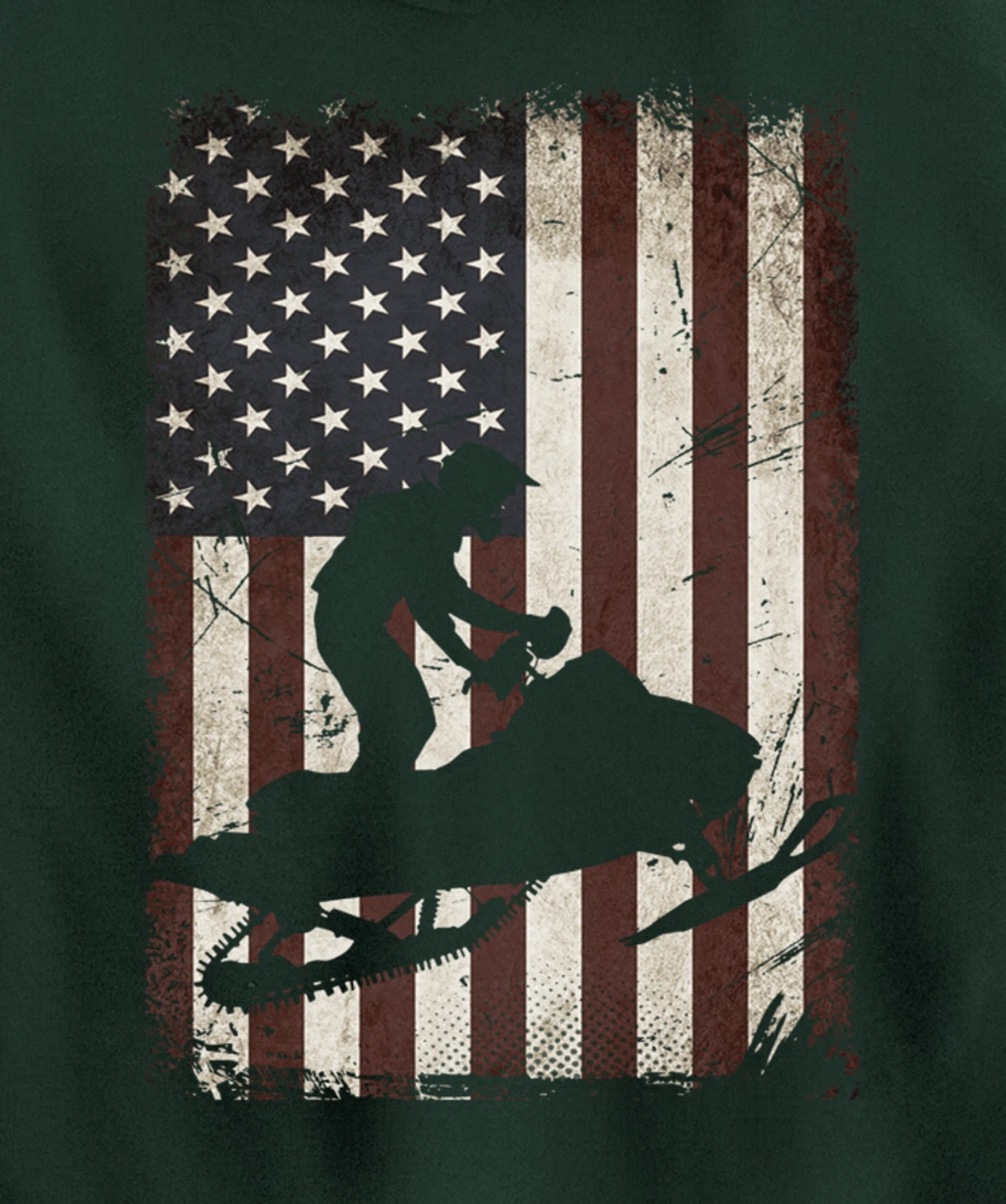 Snowmobiling American Flag Vintage Snowmobile Rider Gift Men Pullover Hoodie